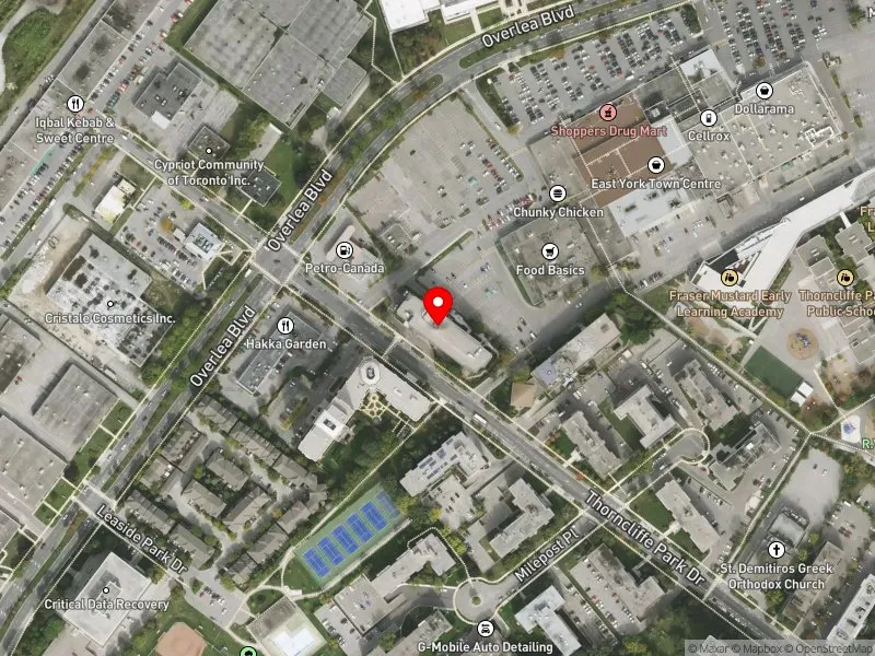 RentSafeTO apartment evaluation satellite view of 12 THORNCLIFFE PARK DR in Don Valley West, Toronto
