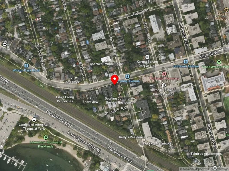 RentSafeTO apartment evaluation satellite view of 120 DOWLING AVE in Parkdale-High Park, Toronto