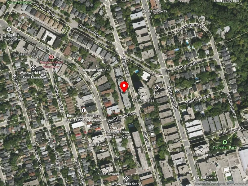 RentSafeTO apartment evaluation satellite view of 120 RAGLAN AVE in Toronto-St. Paul's, Toronto