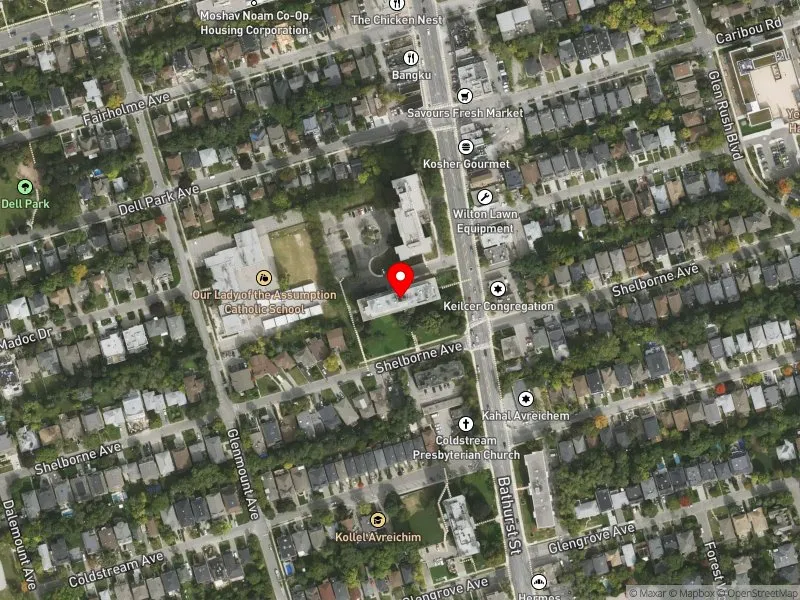 RentSafeTO apartment evaluation satellite view of 120 SHELBORNE AVE in Eglinton-Lawrence, Toronto