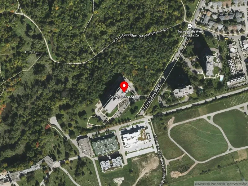 RentSafeTO apartment evaluation satellite view of 120 TORRESDALE AVE in York Centre, Toronto