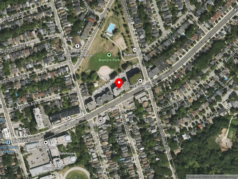 RentSafeTO apartment evaluation satellite view of 1200 KINGSTON RD in Scarborough Southwest, Toronto