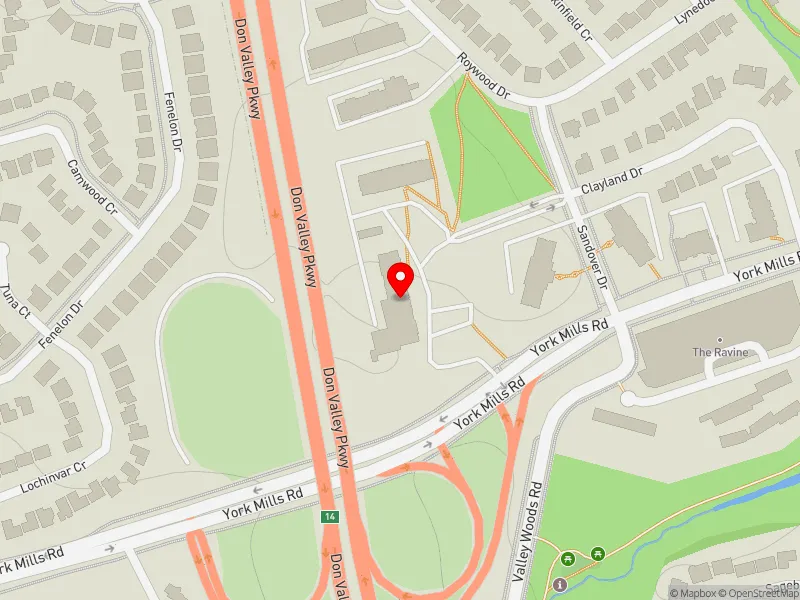 RentSafeTO apartment evaluation map view of 1200 YORK MILLS RD in Don Valley East, Toronto
