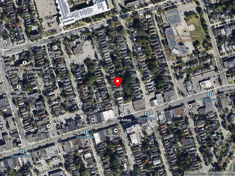 RentSafeTO apartment evaluation satellite view of 121 FOURTH ST in Etobicoke-Lakeshore, Toronto
