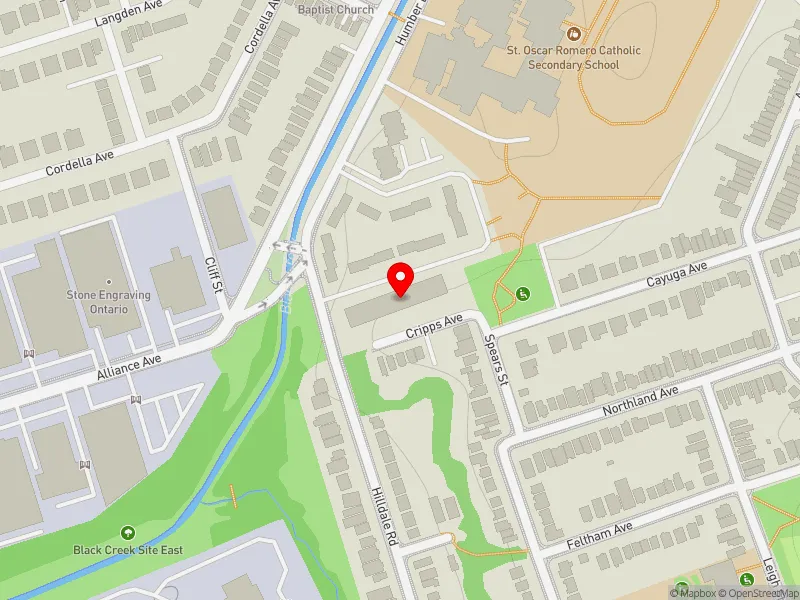 RentSafeTO apartment evaluation map view of 121 HUMBER BLVD in York South-Weston, Toronto