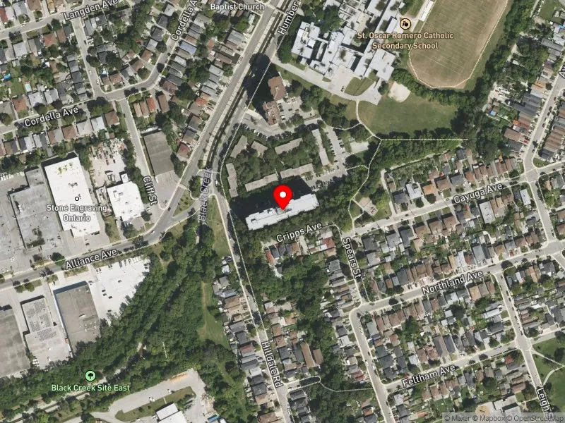 RentSafeTO apartment evaluation satellite view of 121 HUMBER BLVD in York South-Weston, Toronto