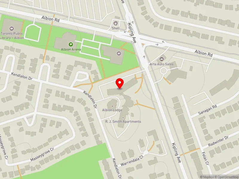 RentSafeTO apartment evaluation map view of 121 KENDLETON DR in Etobicoke North, Toronto