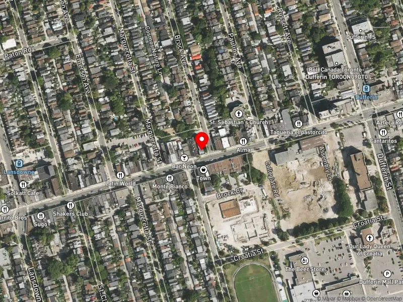 RentSafeTO apartment evaluation satellite view of 1212 BLOOR ST W in Davenport, Toronto