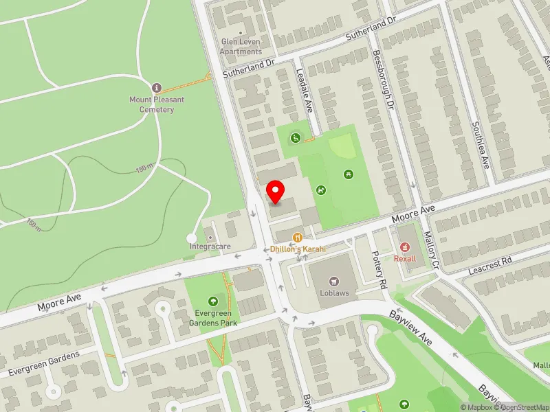 RentSafeTO apartment evaluation map view of 1215 BAYVIEW AVE in Don Valley West, Toronto