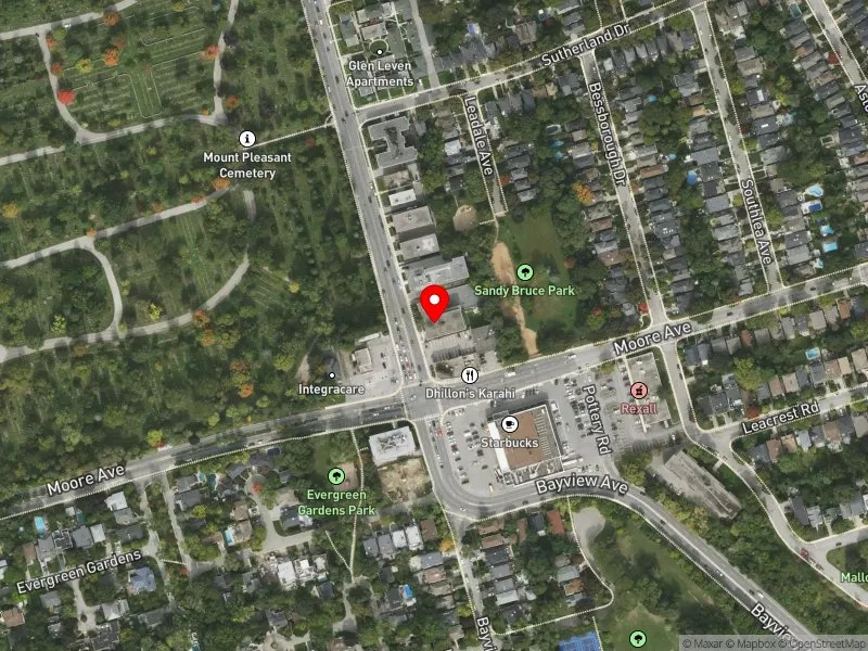 RentSafeTO apartment evaluation satellite view of 1215 BAYVIEW AVE in Don Valley West, Toronto