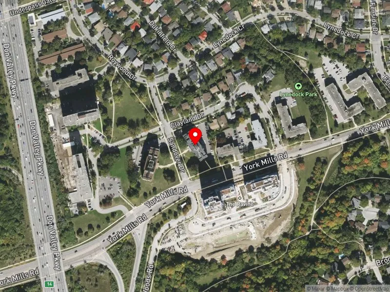 RentSafeTO apartment evaluation satellite view of 1216 YORK MILLS RD in Don Valley East, Toronto