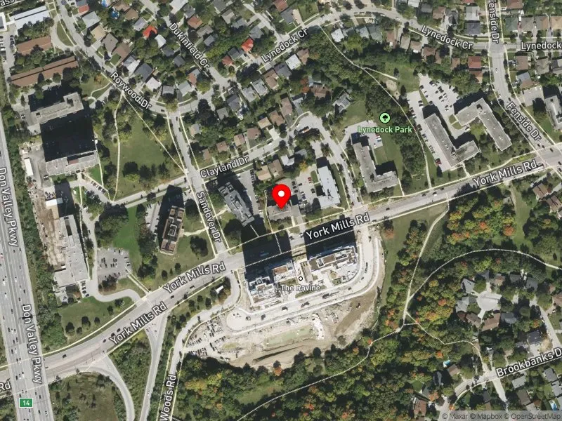 RentSafeTO apartment evaluation satellite view of 1222 YORK MILLS RD in Don Valley East, Toronto