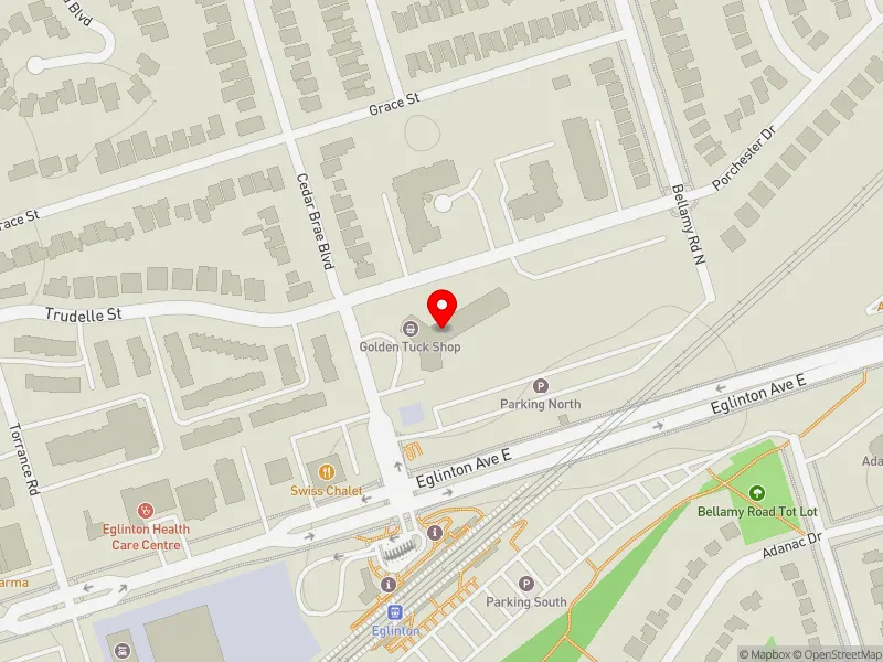 RentSafeTO apartment evaluation map view of 123 BELLAMY RD N in Scarborough Centre, Toronto
