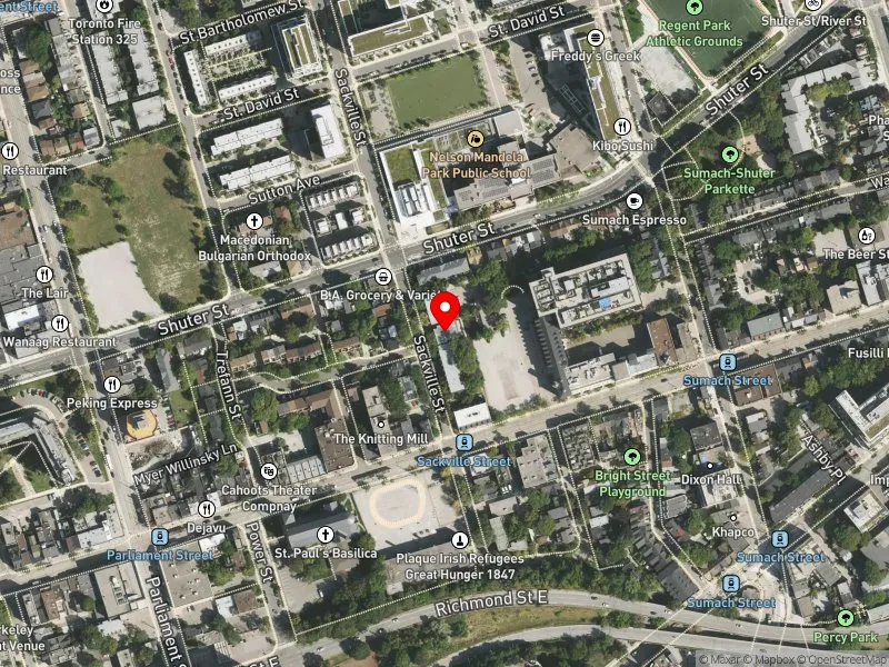 RentSafeTO apartment evaluation satellite view of 123 SACKVILLE ST in Toronto Centre, Toronto