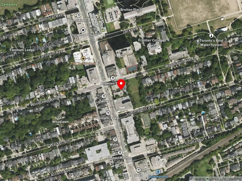 RentSafeTO apartment evaluation satellite view of 1233 YONGE ST in University-Rosedale, Toronto