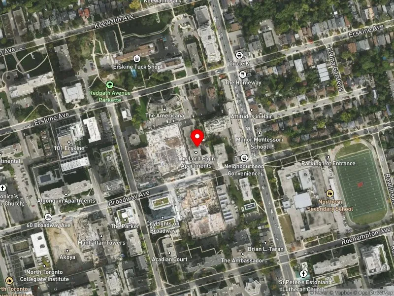 RentSafeTO apartment evaluation satellite view of 124 BROADWAY AVE in Don Valley West, Toronto