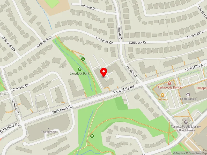 RentSafeTO apartment evaluation map view of 1244 YORK MILLS RD in Don Valley East, Toronto