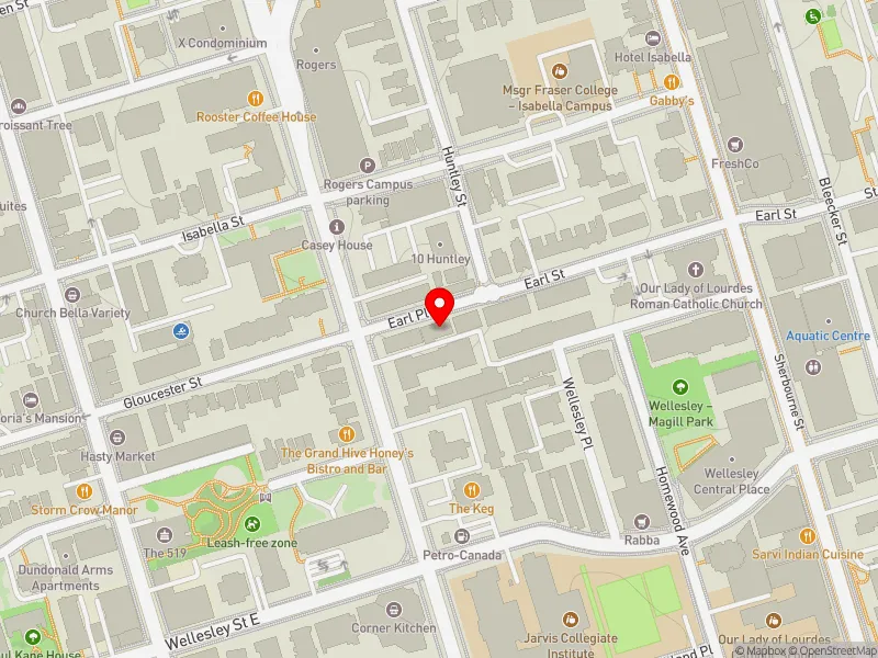 RentSafeTO apartment evaluation map view of 125 EARL PL in Toronto Centre, Toronto