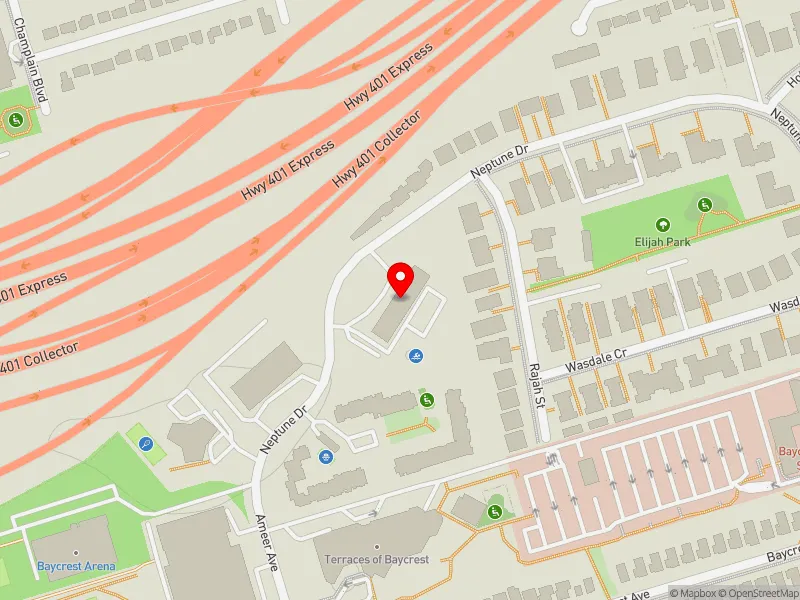 RentSafeTO apartment evaluation map view of 125 NEPTUNE DR in Eglinton-Lawrence, Toronto