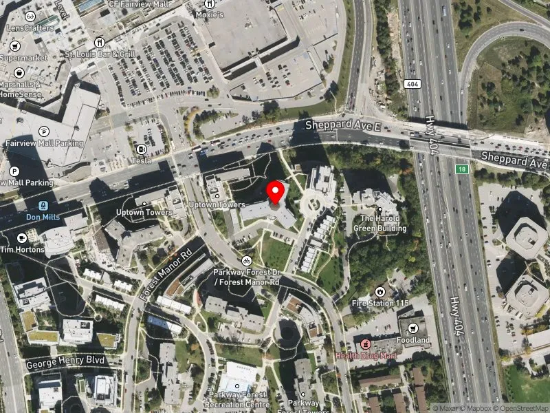 RentSafeTO apartment evaluation satellite view of 125 PARKWAY FOREST DR in Don Valley North, Toronto