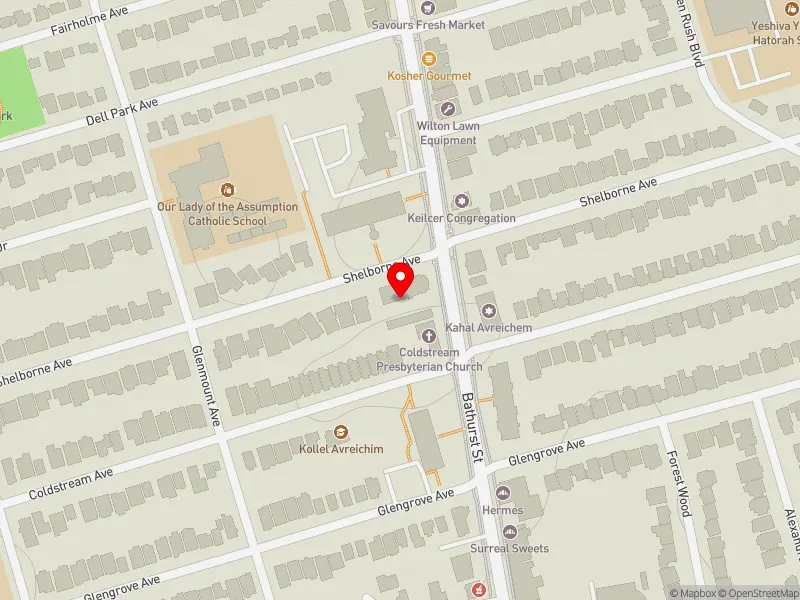 RentSafeTO apartment evaluation map view of 125 SHELBORNE AVE in Eglinton-Lawrence, Toronto
