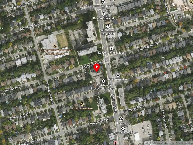 RentSafeTO apartment evaluation satellite view of 125 SHELBORNE AVE in Eglinton-Lawrence, Toronto