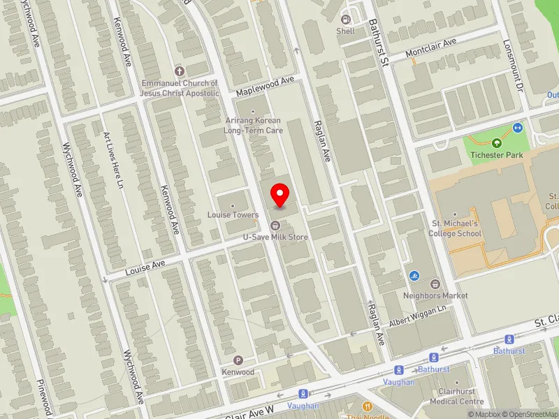 RentSafeTO apartment evaluation map view of 125 VAUGHAN RD in Toronto-St. Paul's, Toronto