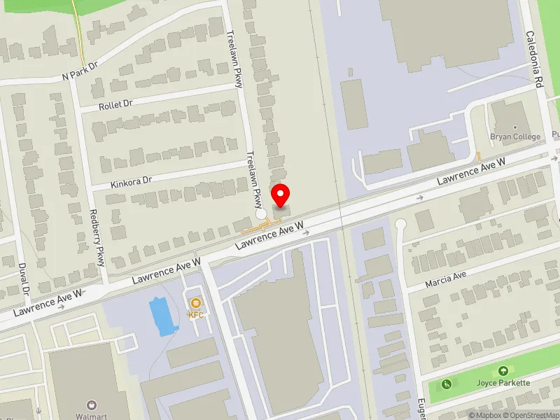 RentSafeTO apartment evaluation map view of 1252 LAWRENCE AVE W in York South-Weston, Toronto