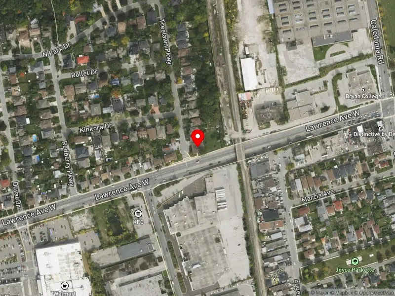 RentSafeTO apartment evaluation satellite view of 1252 LAWRENCE AVE W in York South-Weston, Toronto