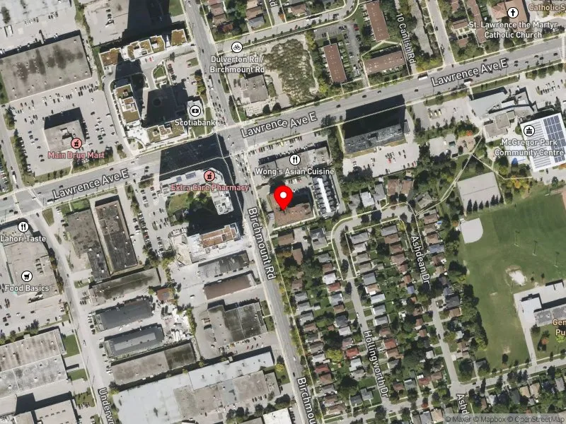 RentSafeTO apartment evaluation satellite view of 1255 BIRCHMOUNT RD in Scarborough Centre, Toronto