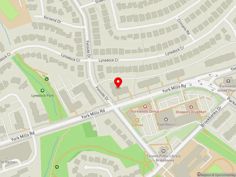 RentSafeTO apartment evaluation map view of 1264 YORK MILLS RD in Don Valley East, Toronto