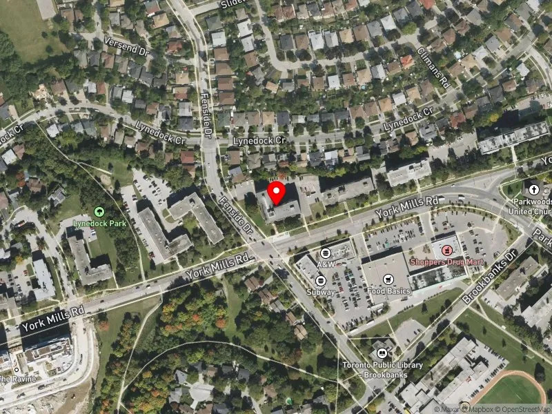 RentSafeTO apartment evaluation satellite view of 1264 YORK MILLS RD in Don Valley East, Toronto