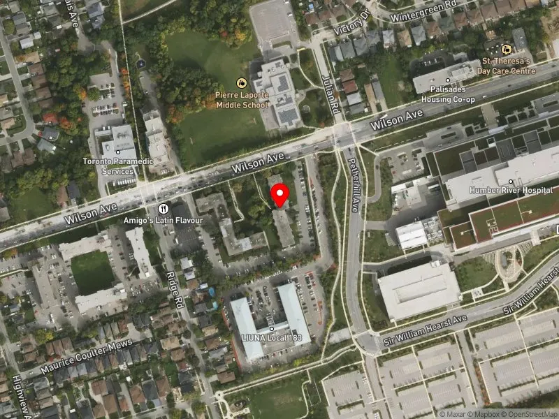 RentSafeTO apartment evaluation satellite view of 1265 WILSON AVE in York Centre, Toronto