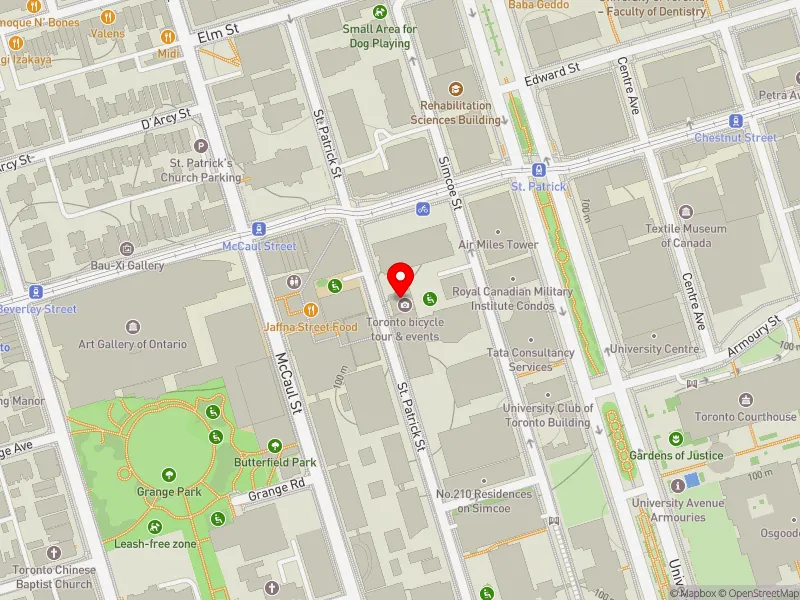 RentSafeTO apartment evaluation map view of 127 ST PATRICK ST in Spadina-Fort York, Toronto