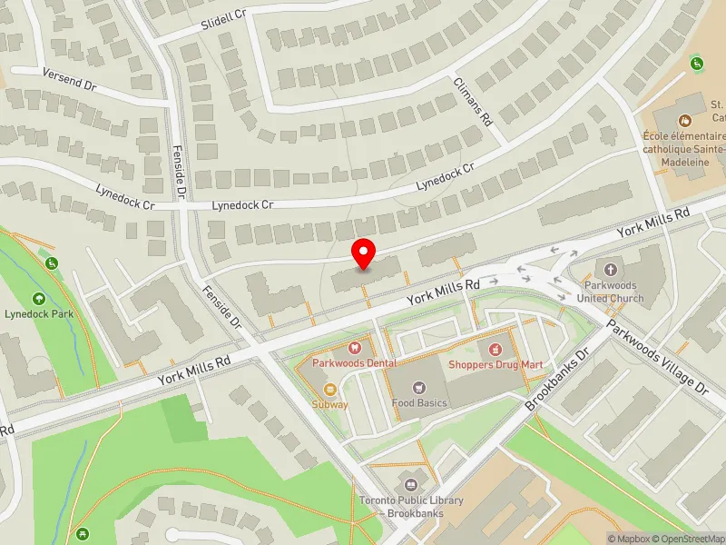 RentSafeTO apartment evaluation map view of 1274 YORK MILLS RD in Don Valley East, Toronto