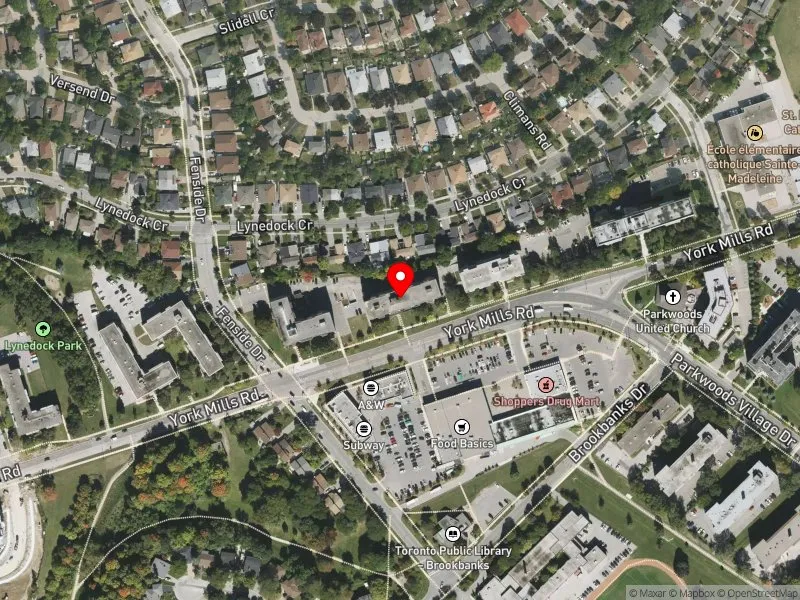 RentSafeTO apartment evaluation satellite view of 1274 YORK MILLS RD in Don Valley East, Toronto