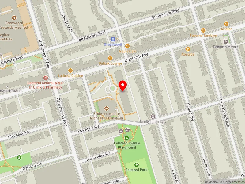 RentSafeTO apartment evaluation map view of 1275 DANFORTH AVE in Toronto-Danforth, Toronto