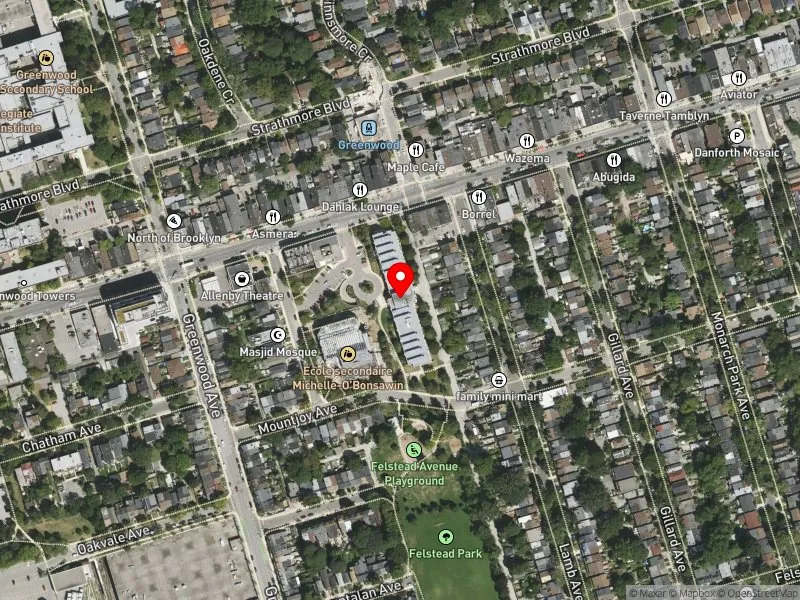 RentSafeTO apartment evaluation satellite view of 1275 DANFORTH AVE in Toronto-Danforth, Toronto