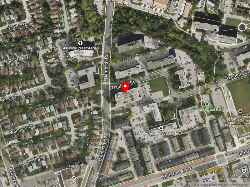RentSafeTO apartment evaluation satellite view of 1275 DANFORTH RD in Scarborough Centre, Toronto