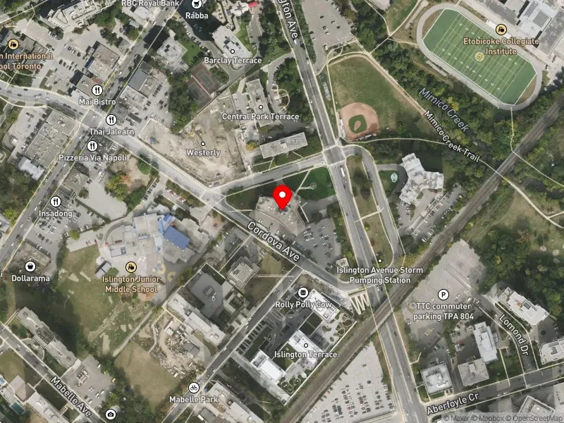 RentSafeTO apartment evaluation satellite view of 1276 ISLINGTON AVE in Etobicoke-Lakeshore, Toronto