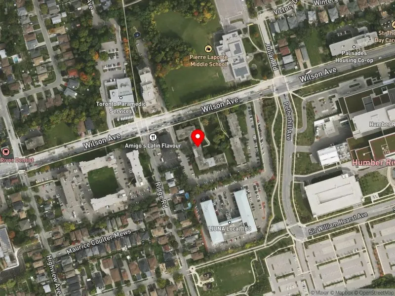 RentSafeTO apartment evaluation satellite view of 1277 WILSON AVE in York Centre, Toronto