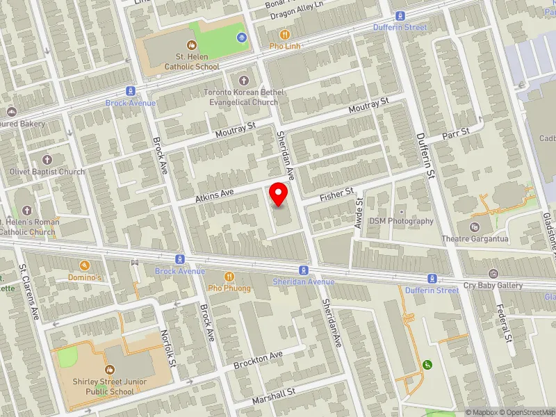 RentSafeTO apartment evaluation map view of 128 SHERIDAN AVE in Davenport, Toronto