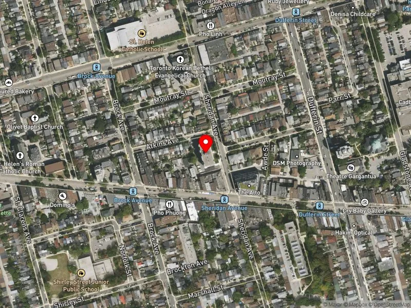 RentSafeTO apartment evaluation satellite view of 128 SHERIDAN AVE in Davenport, Toronto