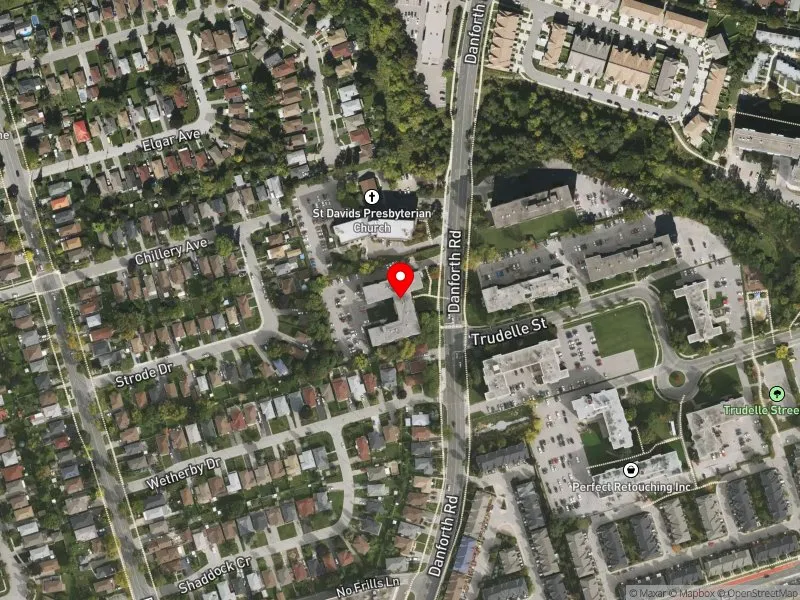 RentSafeTO apartment evaluation satellite view of 1284 DANFORTH RD in Scarborough Centre, Toronto