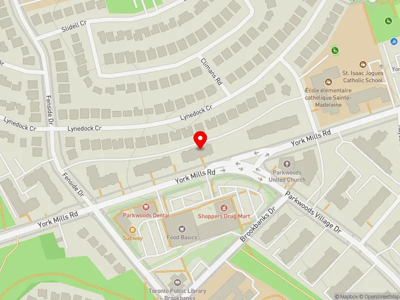 RentSafeTO apartment evaluation map view of 1284 YORK MILLS RD in Don Valley East, Toronto