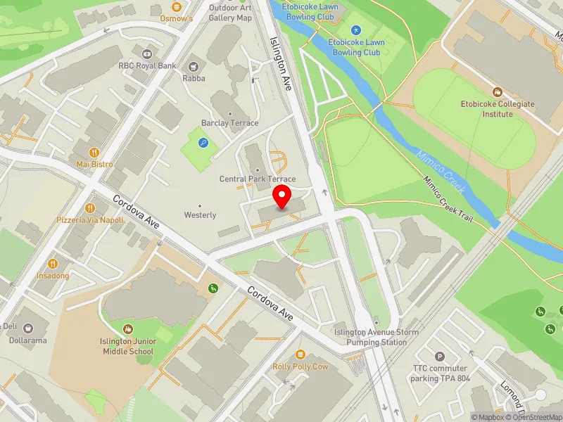 RentSafeTO apartment evaluation map view of 1286 ISLINGTON AVE in Etobicoke-Lakeshore, Toronto