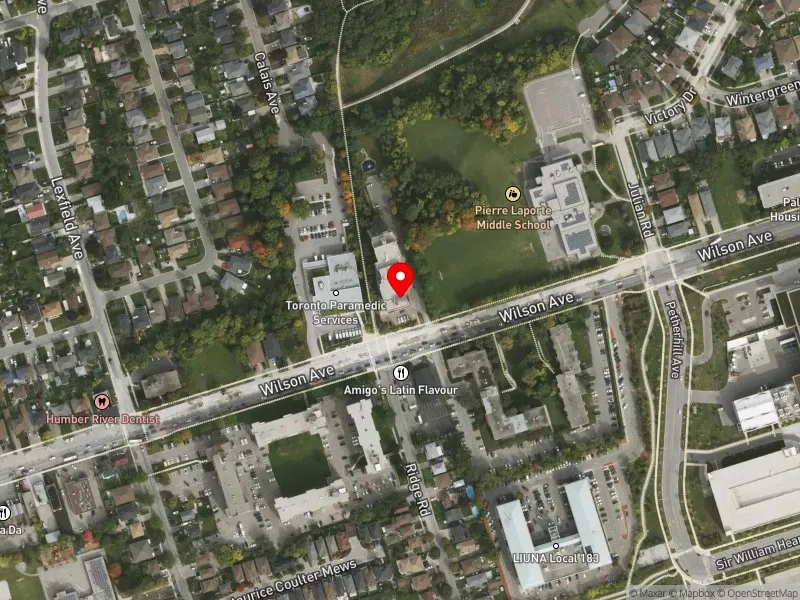RentSafeTO apartment evaluation satellite view of 1286 WILSON AVE in York Centre, Toronto