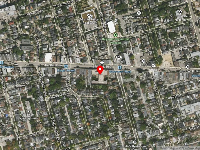 RentSafeTO apartment evaluation satellite view of 1289 DUNDAS ST W in Davenport, Toronto