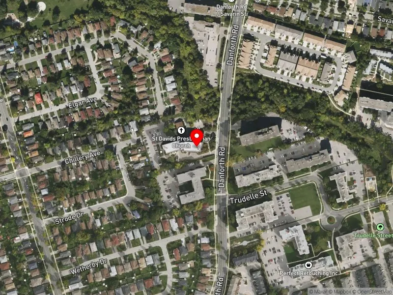 RentSafeTO apartment evaluation satellite view of 1290 DANFORTH RD in Scarborough Centre, Toronto
