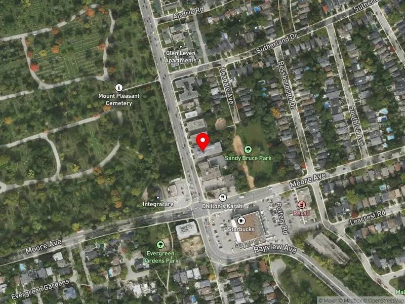 RentSafeTO apartment evaluation satellite view of 1291 BAYVIEW AVE in Don Valley West, Toronto